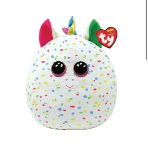 Ty Squish A Boos Harmonie Unicorn Plush Toy 14” Multicolor Dot Pattern Confetti‎